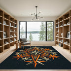 Celestial Geometric Orange Star Medallion Rug