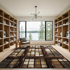 Distressed Dark Wood Paned Window Rug