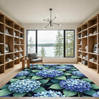 Lush Blue Hydrangea Botanical Garden Rug