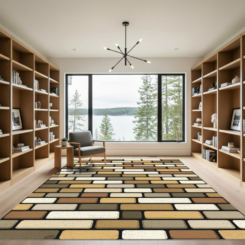 Earthy Tones Brick Pattern Rug