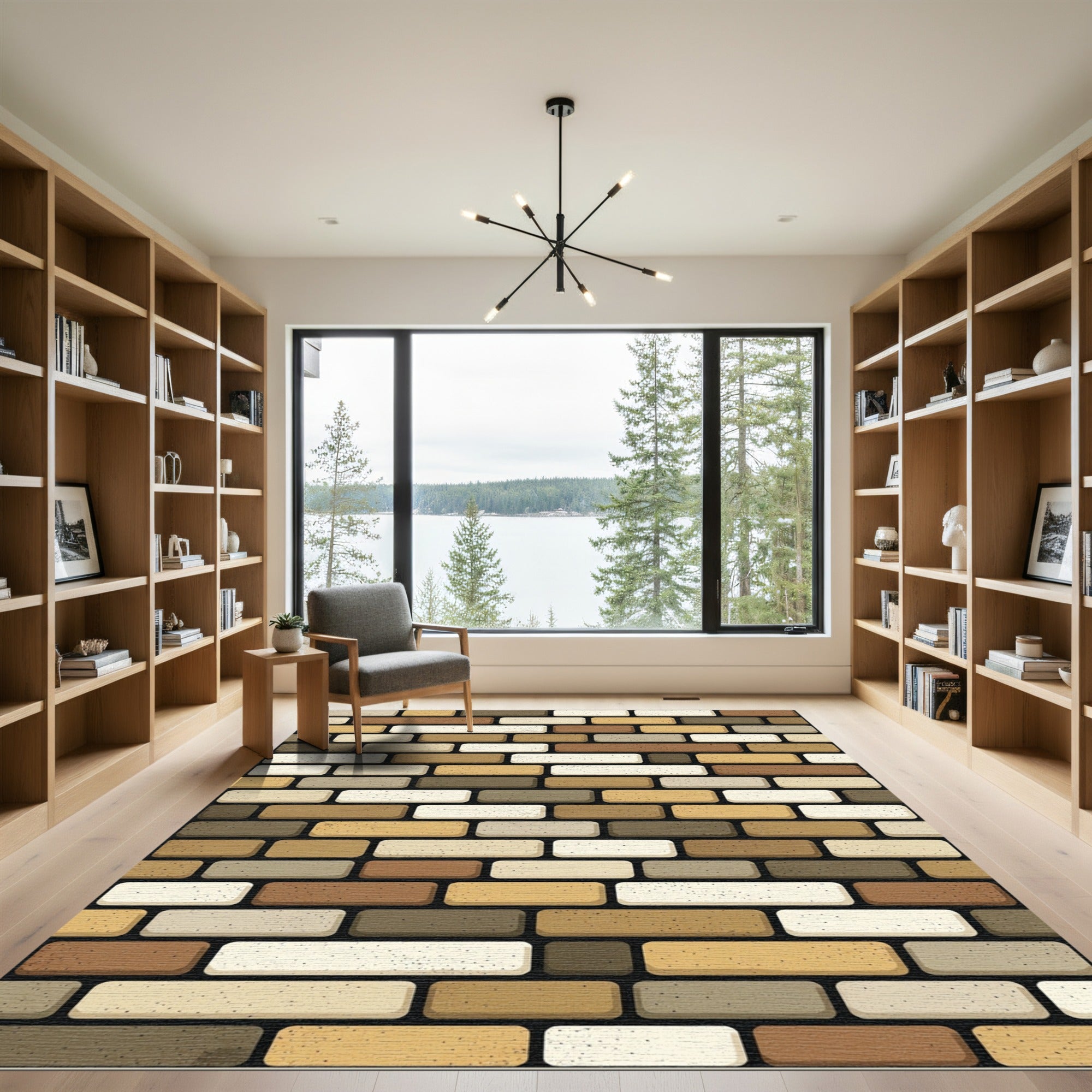 Earthy Tones Brick Pattern Rug