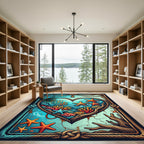 Nautical Coral Reef Heart Artwork Rug