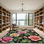 Elegant Pink Rose Garden Tapestry Rug