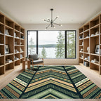 Green Earthy Tribal Chevron Vases Rug