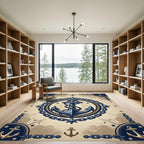 Nautical Blue Anchor and Rope Embellishment Rug