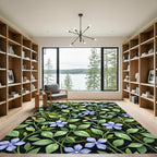 Periwinkle Blue Floral Botanical Garden Rug