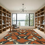 Whimsical Amber Butterfly Botanical Garden Rug