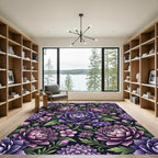 Moody Purple Dahlia Botanical Floral Rug