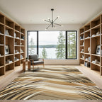 Earthy Beige Wavy Grass Abstract Rug