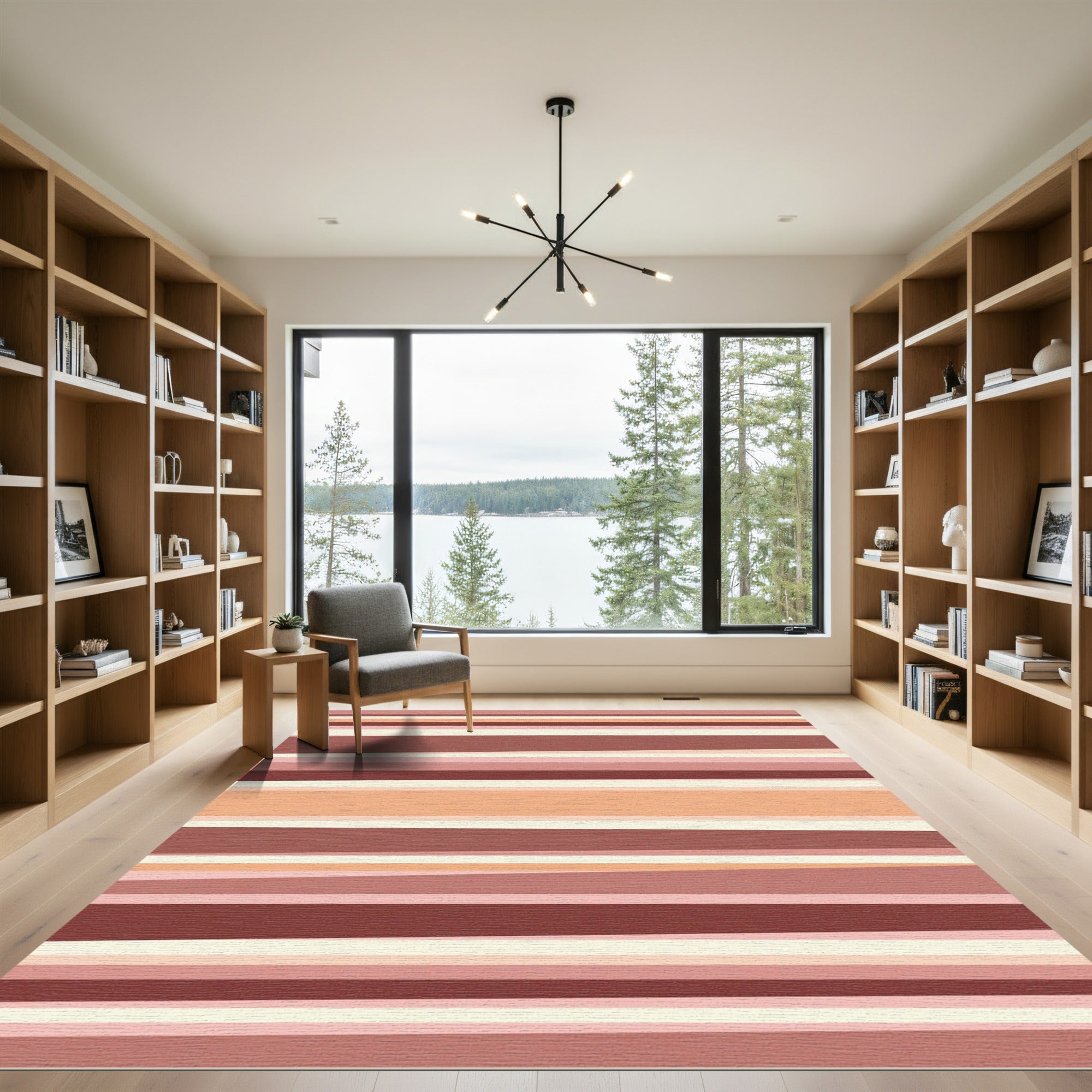 Terracotta Rose Subtle Stripe Arrangement Rug