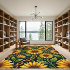 Golden Sunflower and Chain Botanical Rug