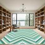 Modern Aqua Chevron Zigzag Geometric Rug