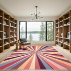 Retro Sunburst Radiating Lines Rug