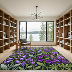 Vibrant Purple Wildflower Garden Meadow Rug