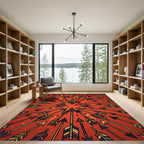 Vibrant Burnt Orange Radiant Arrow Burst Rug