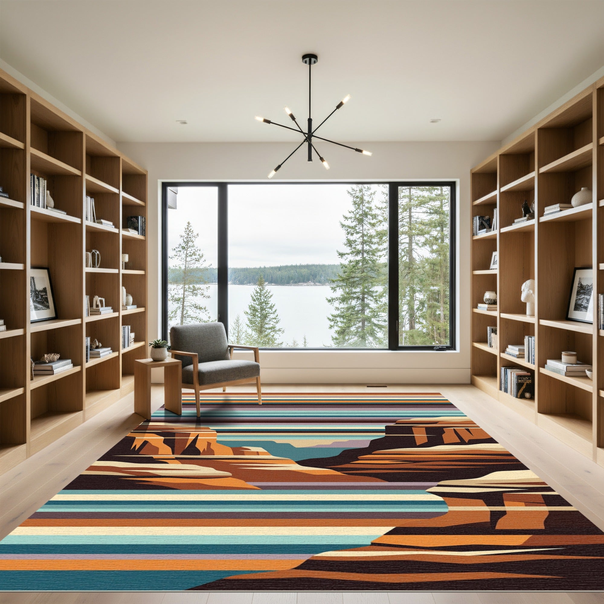 Earthy Canyon Landscape Horizon Rug