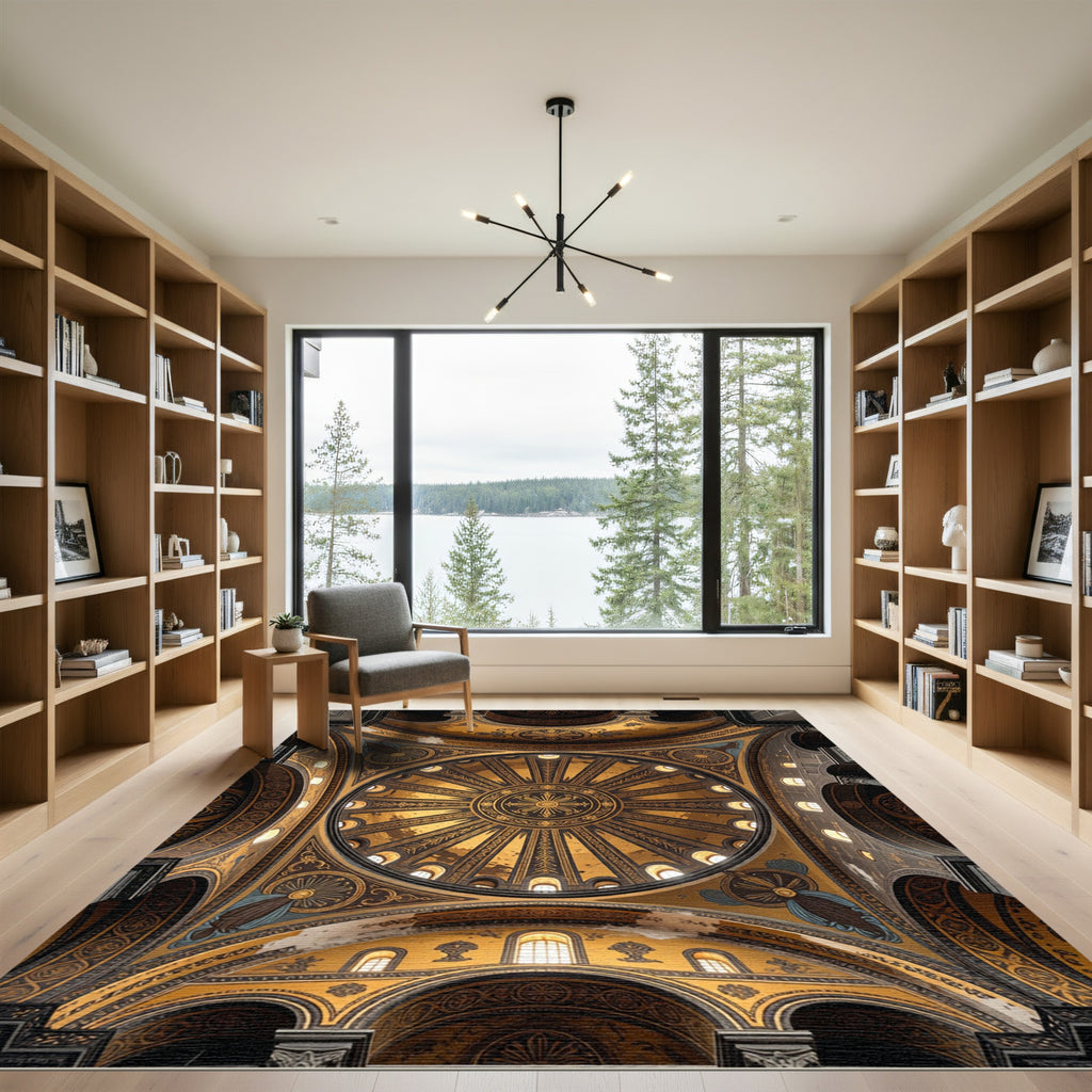 Gilded Ornamental Sunburst Dome Rug