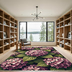 Romantic Blush Hydrangea Floral Garden Rug