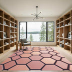 Soft Peach Hexagon Grid Rug