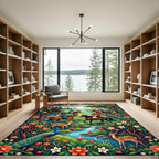 Ornate Floral Garden Scene With Peacocks Rug