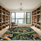Vibrant Orange Tiger Jungle Expedition Rug