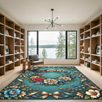 Floral Wreath with Golden Bows Rug