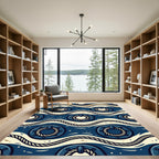 Nautical Navy Rope Wave Knot Rug