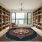 Elegant Pink Lotus Floral Mandala Rug