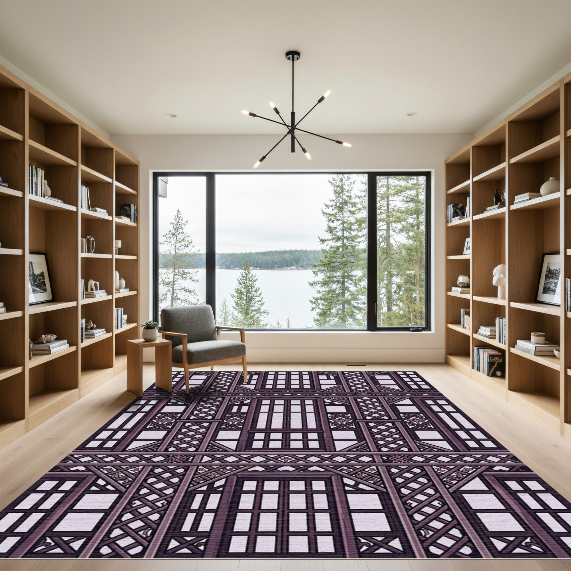 Dark Plum Lattice Window Repeat Rug