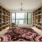 Crimson Geode Slices Gold Veined Rug