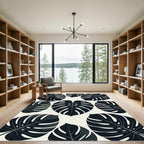 Dark Green Monstera Leaf Pattern Rug