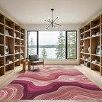 Pink Gradient Wavy Contour Art Rug