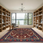 Deep Burgundy Paisley Floral Medallion Rug