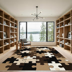 Abstract Neutral Toned Modern Puzzle Art Rug