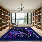 Midnight Cosmic Cat Celestial Waves Rug