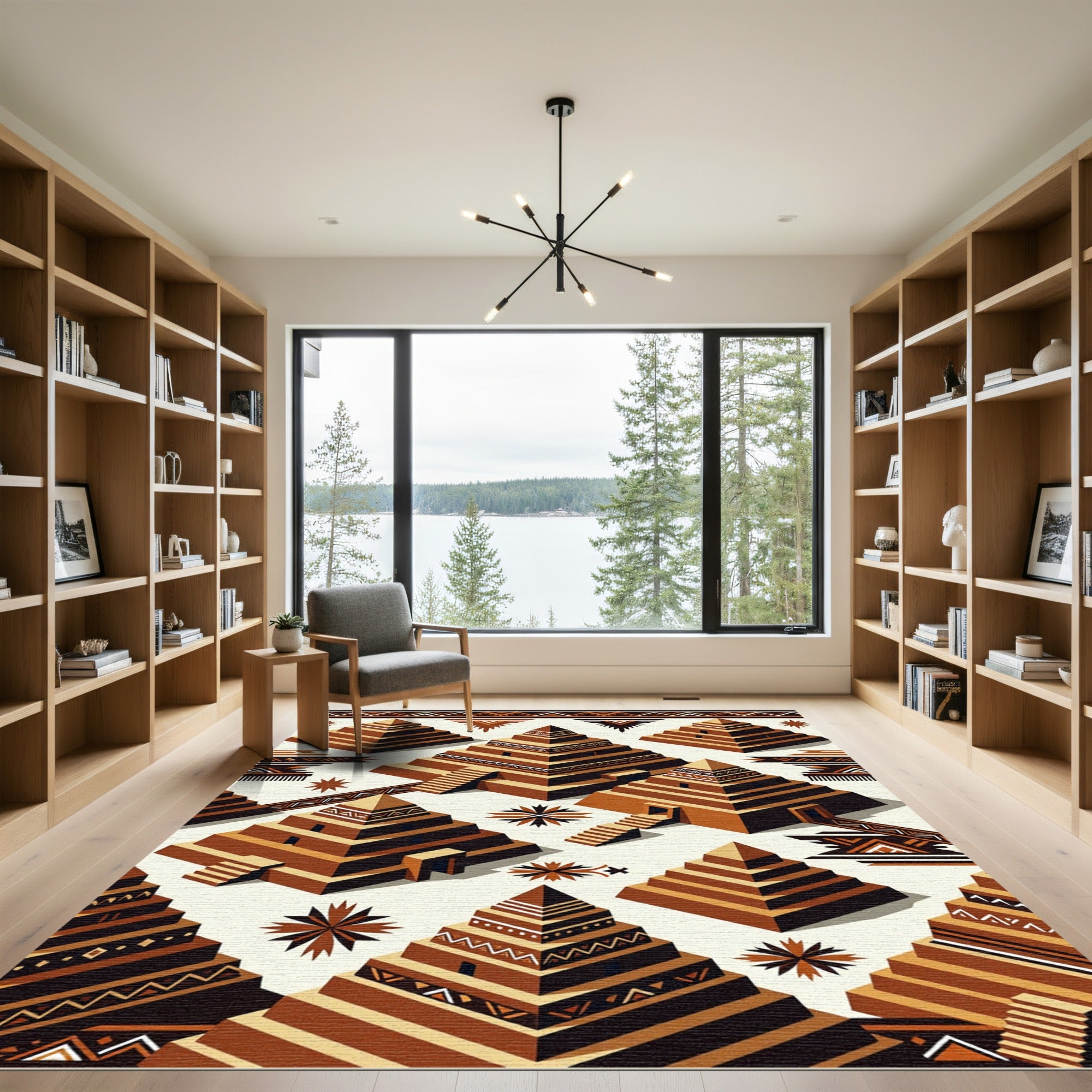 Brown Terracotta Step Pyramid Decolement Rug