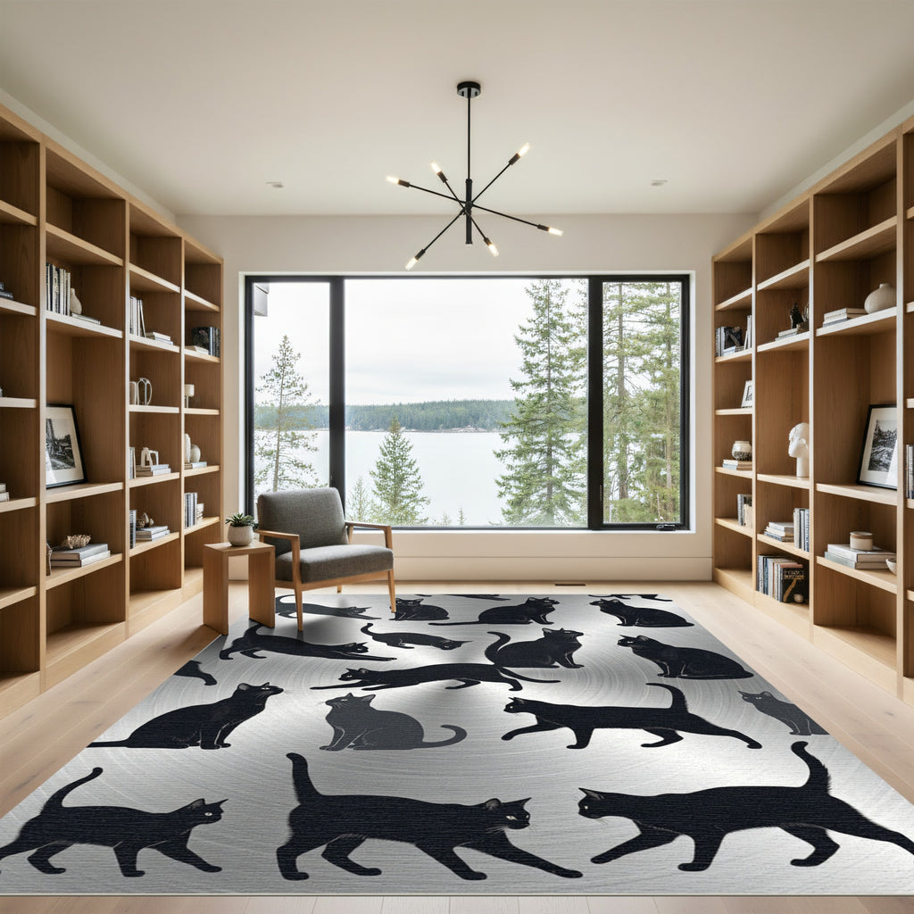 Black Cats Silhouettes Throughout Rug