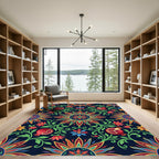 Vibrant Pomegranate Floral Medallion Garden Rug