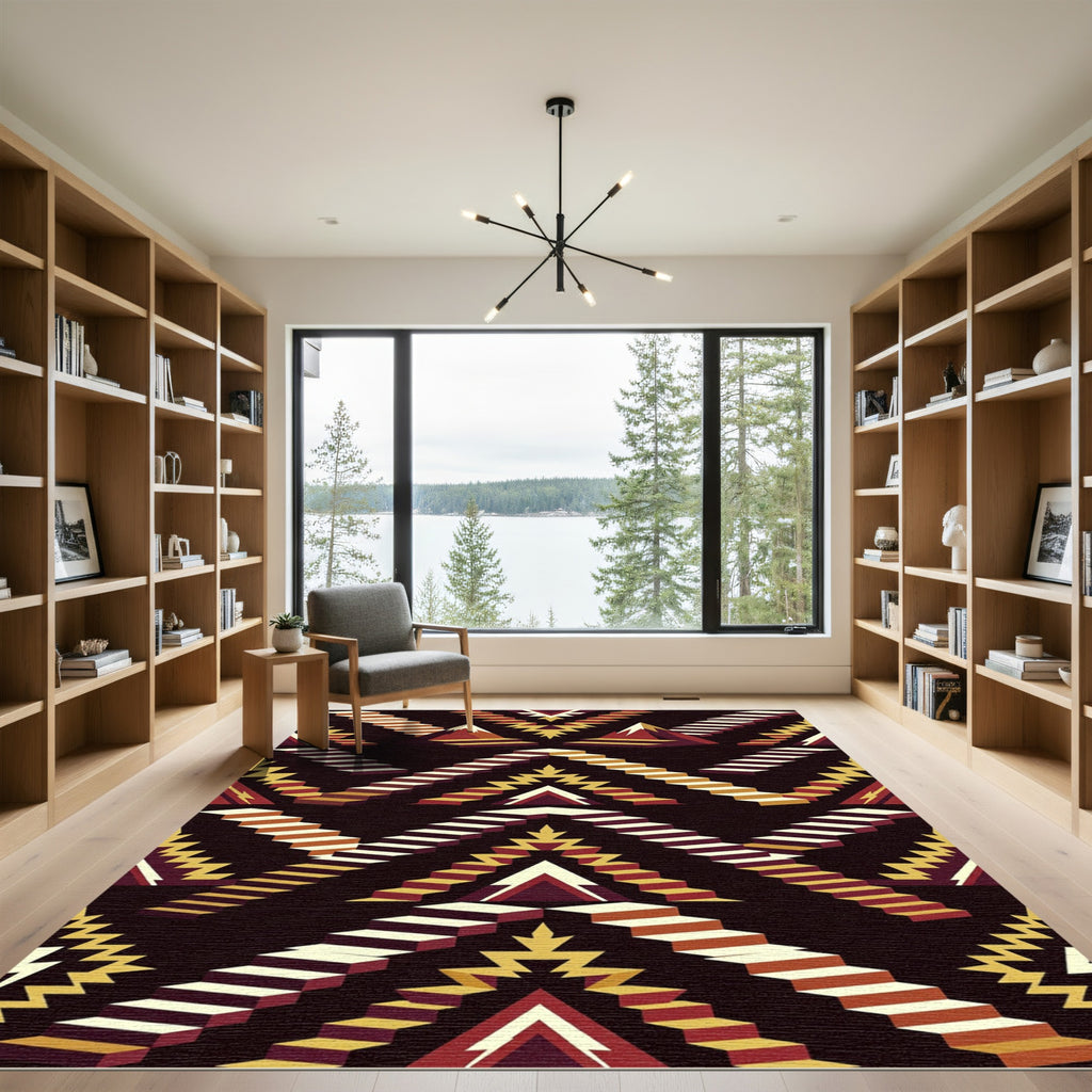 Geometric Step Mountain Earthy Accent Rug