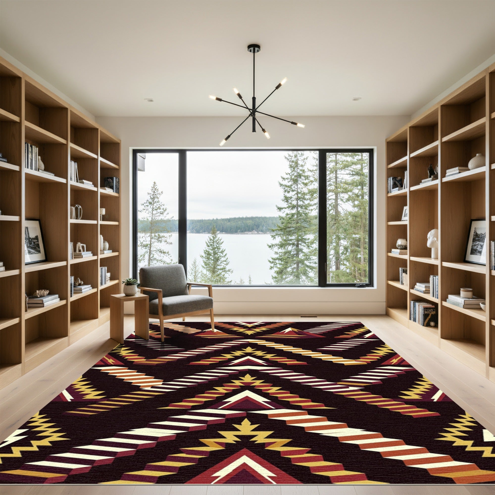 Geometric Step Mountain Earthy Accent Rug