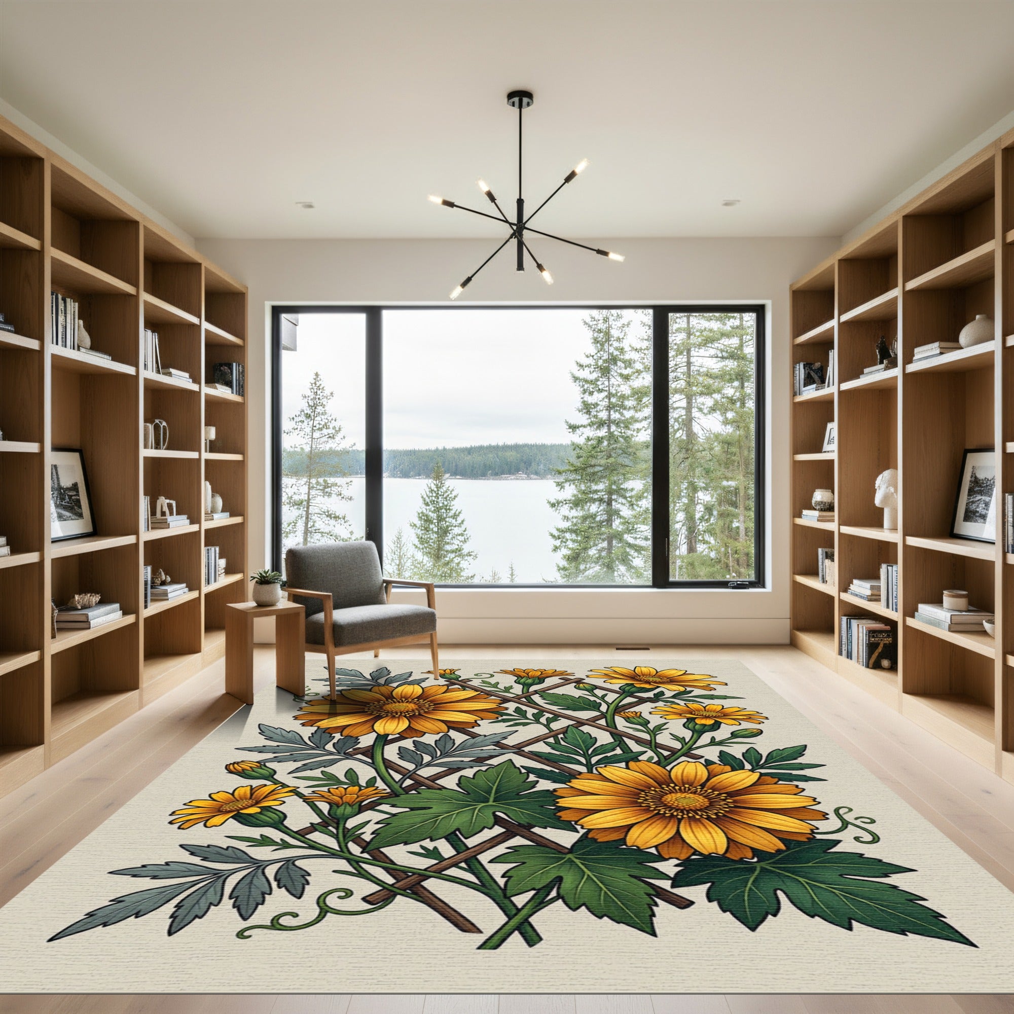 Golden Daisy Trellis Botanical Rug