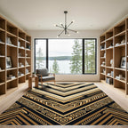 Geometric Chevron Black Gold Rug