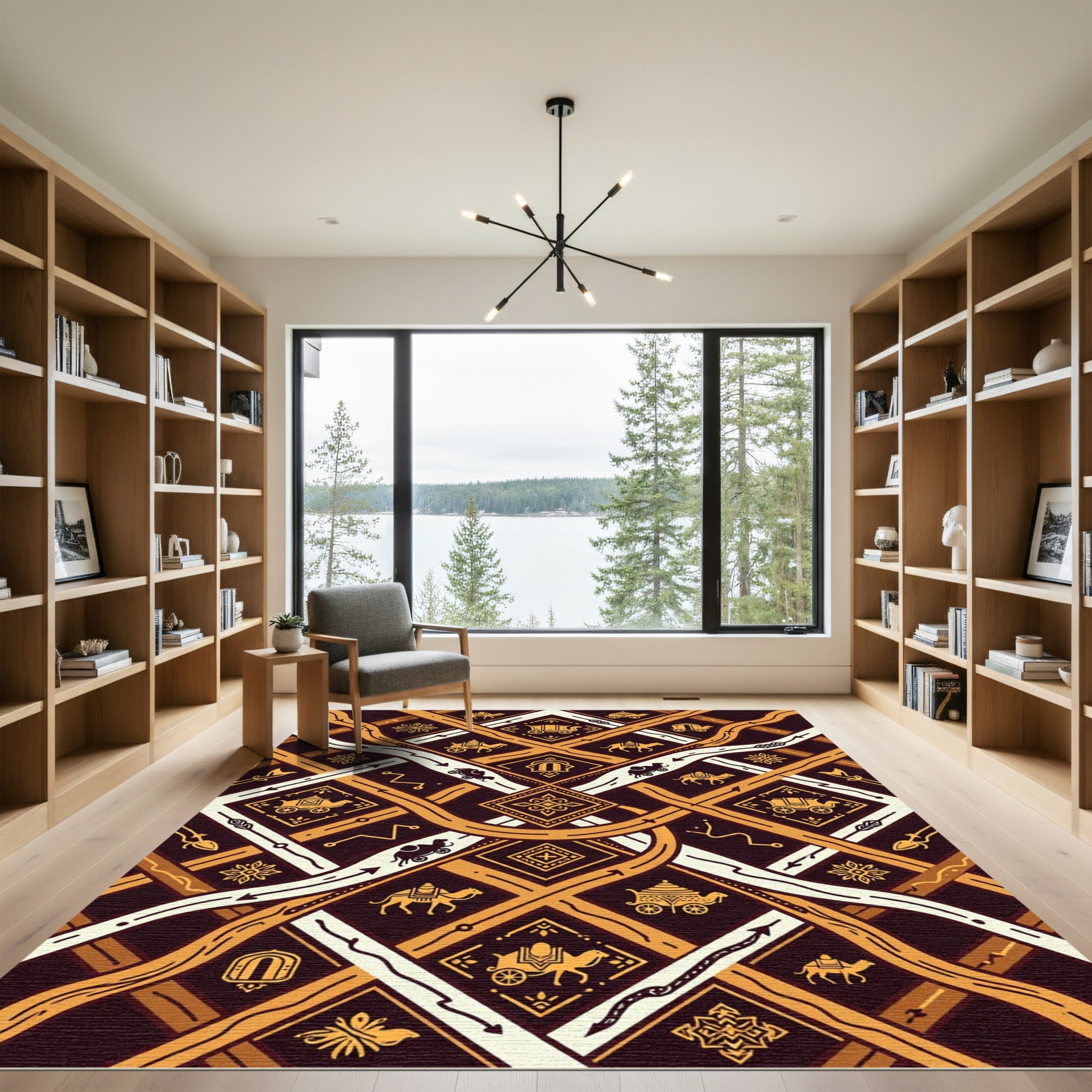 Golden Camel Caravan Geometric Ochre Rug