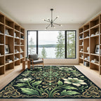 Elegant Sage and Gold Floral Medallion Rug