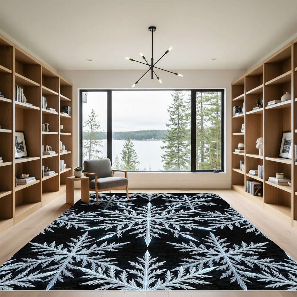 Crystal Ice Snowflake Pattern Rug