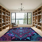 Neon Galactic Alien Mandala Medallion Rug