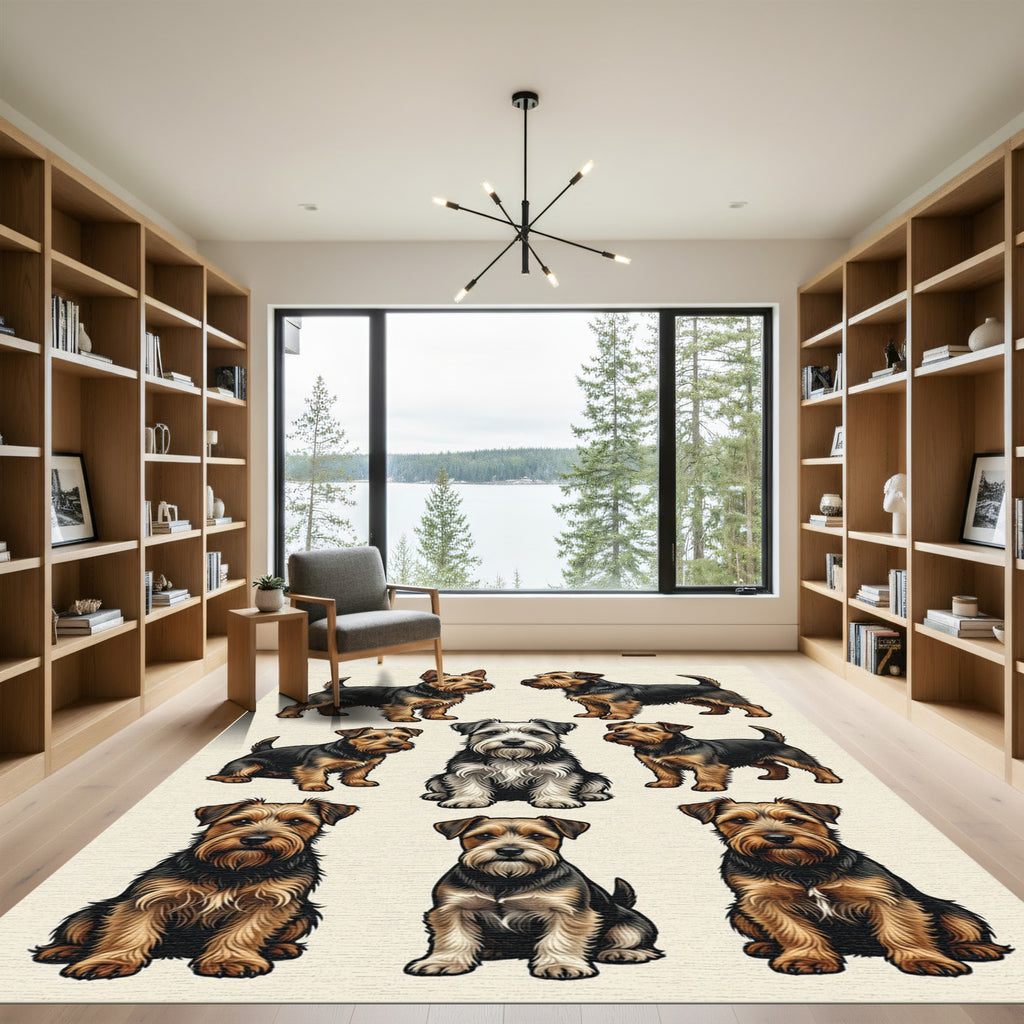 Charming Terrier Dog Illustration Set Rug
