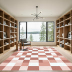 Modern Rose Clay Checkers Abstract Square Rug