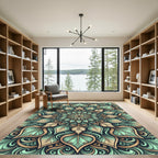 Sage and Gold Leaf Mandala Rug