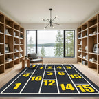 Bold Modular Numbered Block Yellow Grid Rug